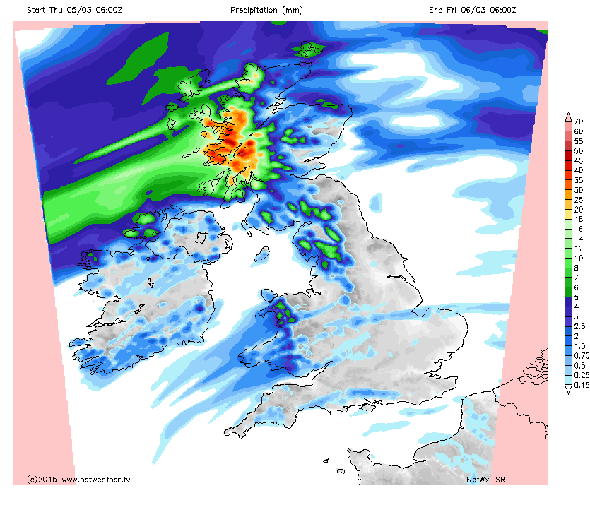 High Rain Totals For Western Scotland